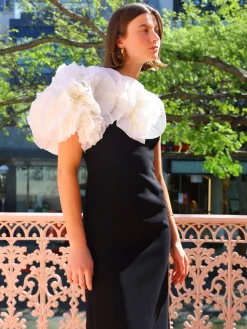 Acler Hampstead Midi Dress in Black with Ivory^ Formal | Black Tie