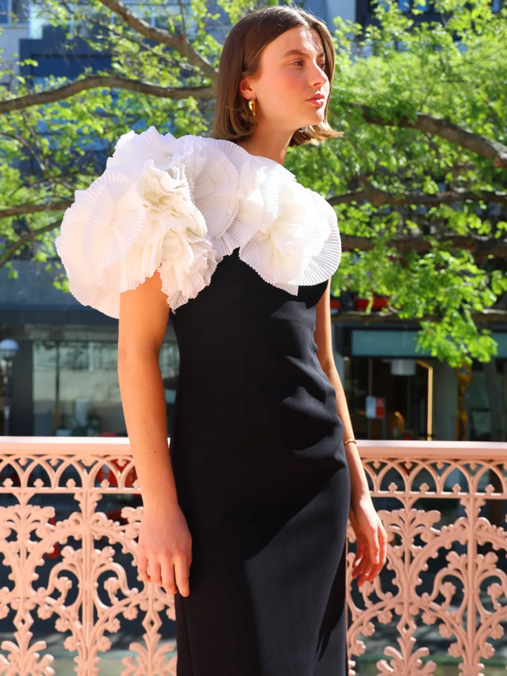 Acler Hampstead Midi Dress in Black with Ivory^ Formal | Black Tie