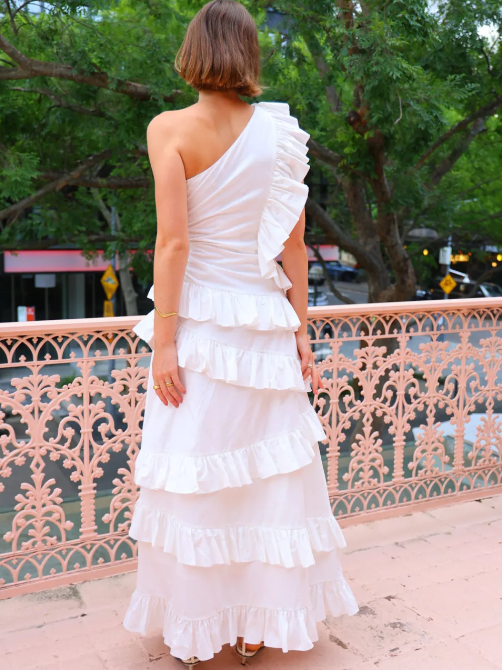 By Nicola Adrift Frill Maxi Dress in^ White Edit | Bride To Be