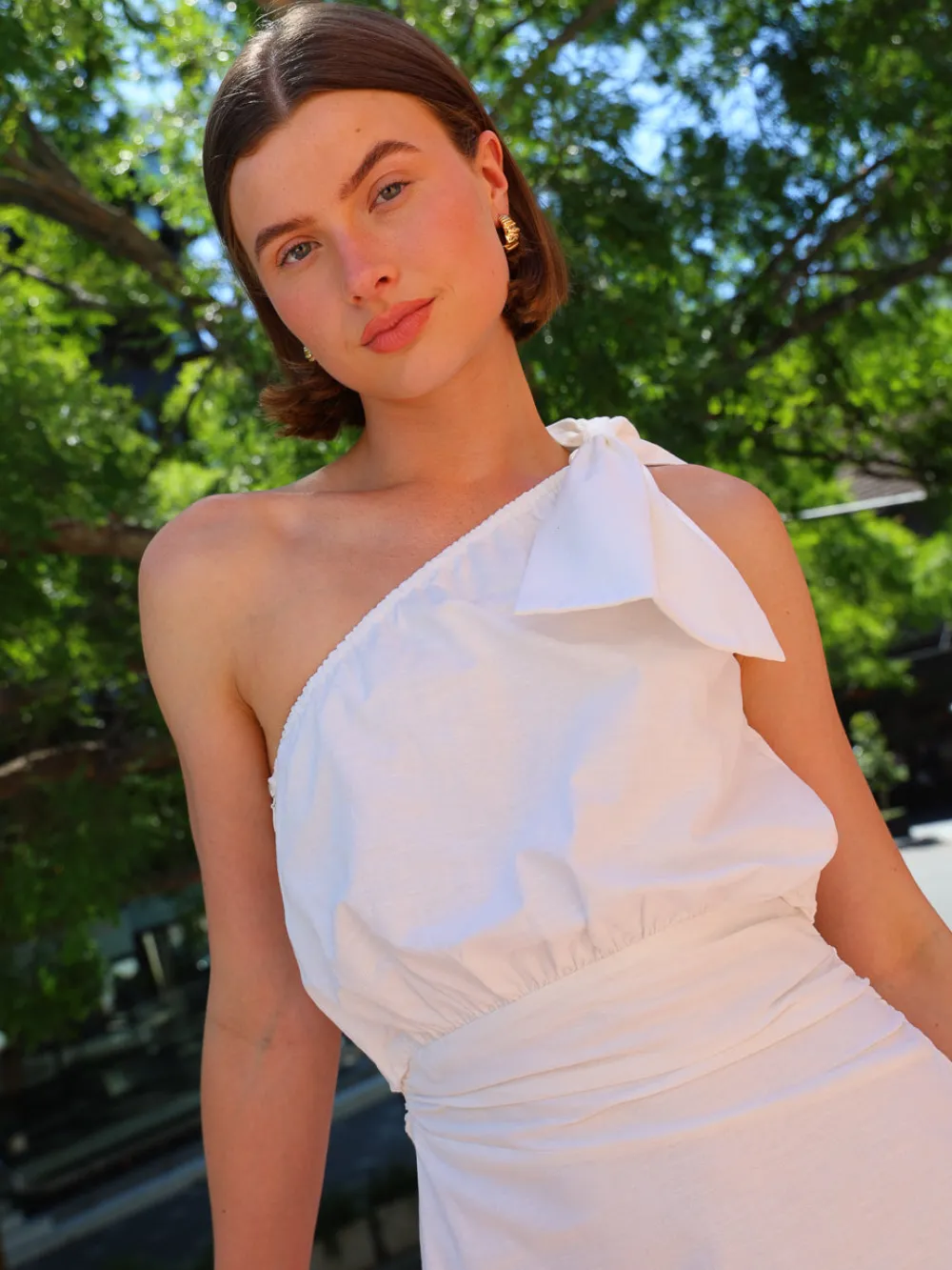 By Nicola Amelie One Shoulder Mini Dress in^ White Edit | Bride To Be