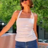 By Nicola Bay Linen Halter Neck Top in^ White Edit | Bride To Be
