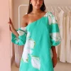By Nicola Capri Off Shoulder Relaxed Mini Dress in^ Bump Friendly | Mini