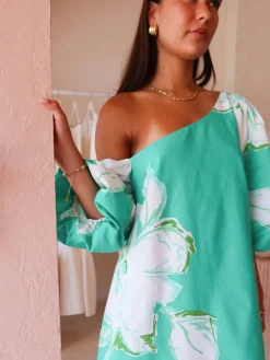 By Nicola Capri Off Shoulder Relaxed Mini Dress in^ Bump Friendly | Mini