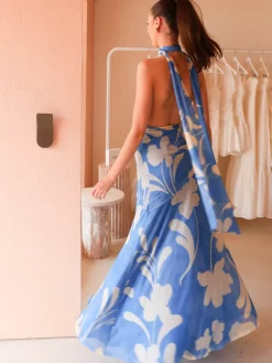 By Nicola Fiesta Halter Neck Maxi Dress in^ Bump Friendly | Bridesmaid