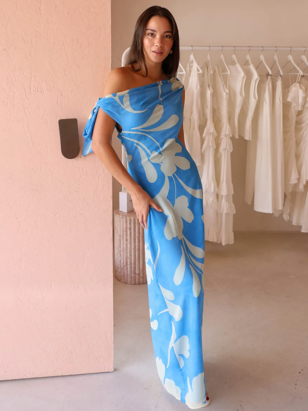 By Nicola Hailey One Shoulder Tie Maxi Dress in^ Bridesmaid | Party