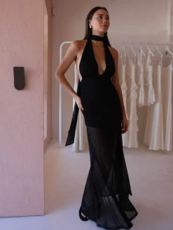 By Nicola Ophelia Halter Neck Maxi Dress in^ Bump Friendly | Formal