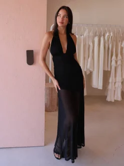 By Nicola Ophelia Halter Neck Maxi Dress in^ Bump Friendly | Formal