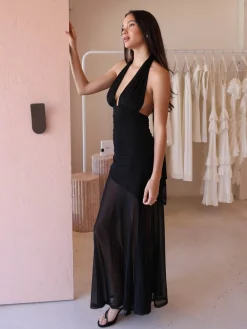 By Nicola Ophelia Halter Neck Maxi Dress in^ Bump Friendly | Formal