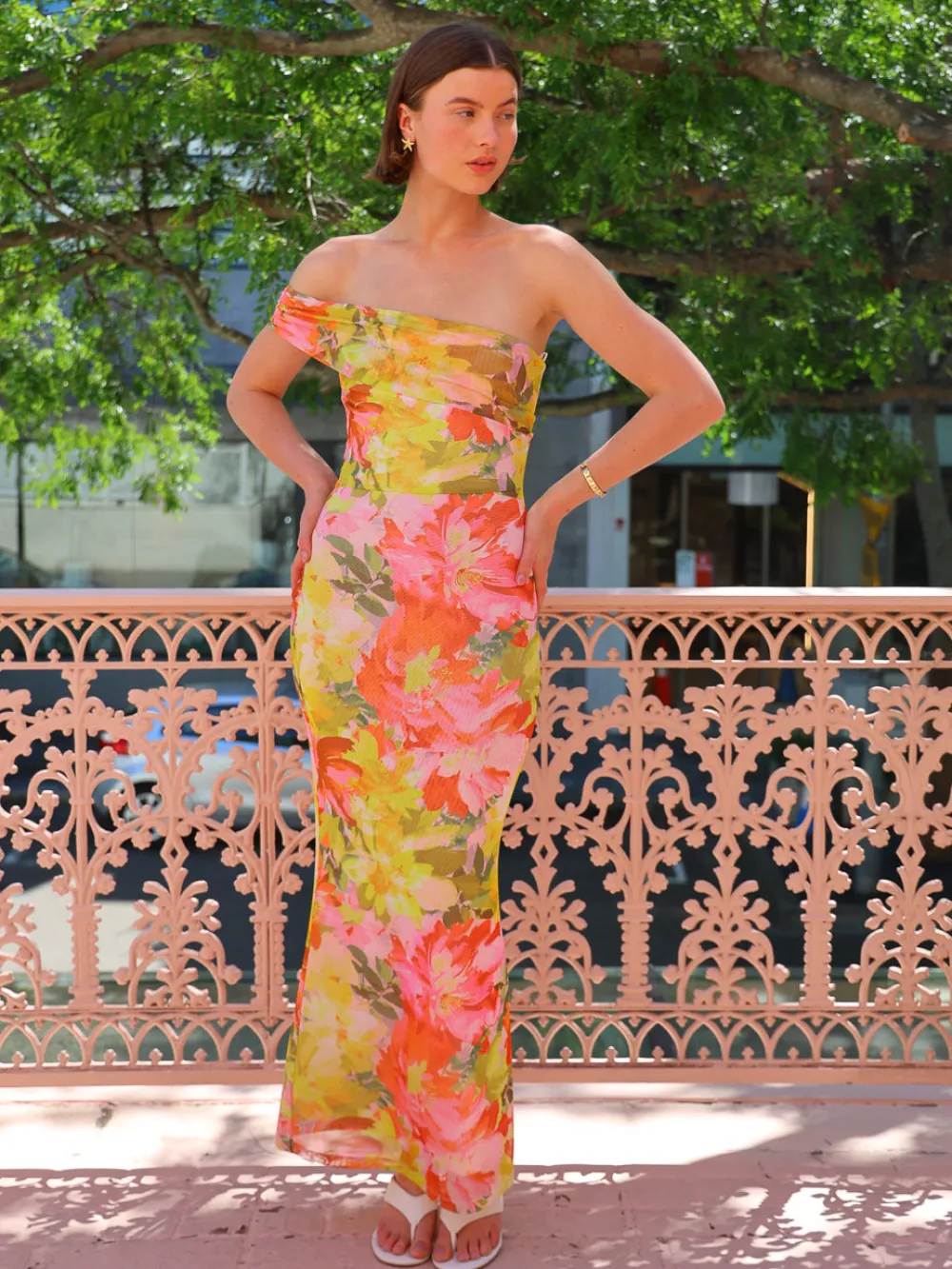 By Nicola Paloma Sleeveless Mesh Maxi Dress in^ Bump Friendly | Party