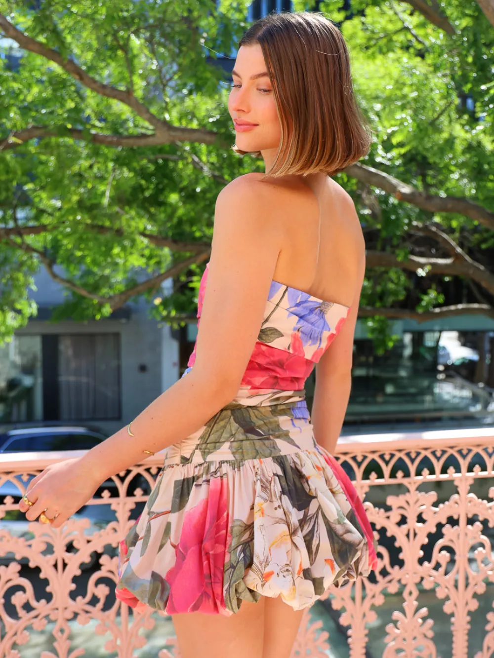 By Nicola Primavera Strapless Bubble Frill Mini Dress in^ Mini