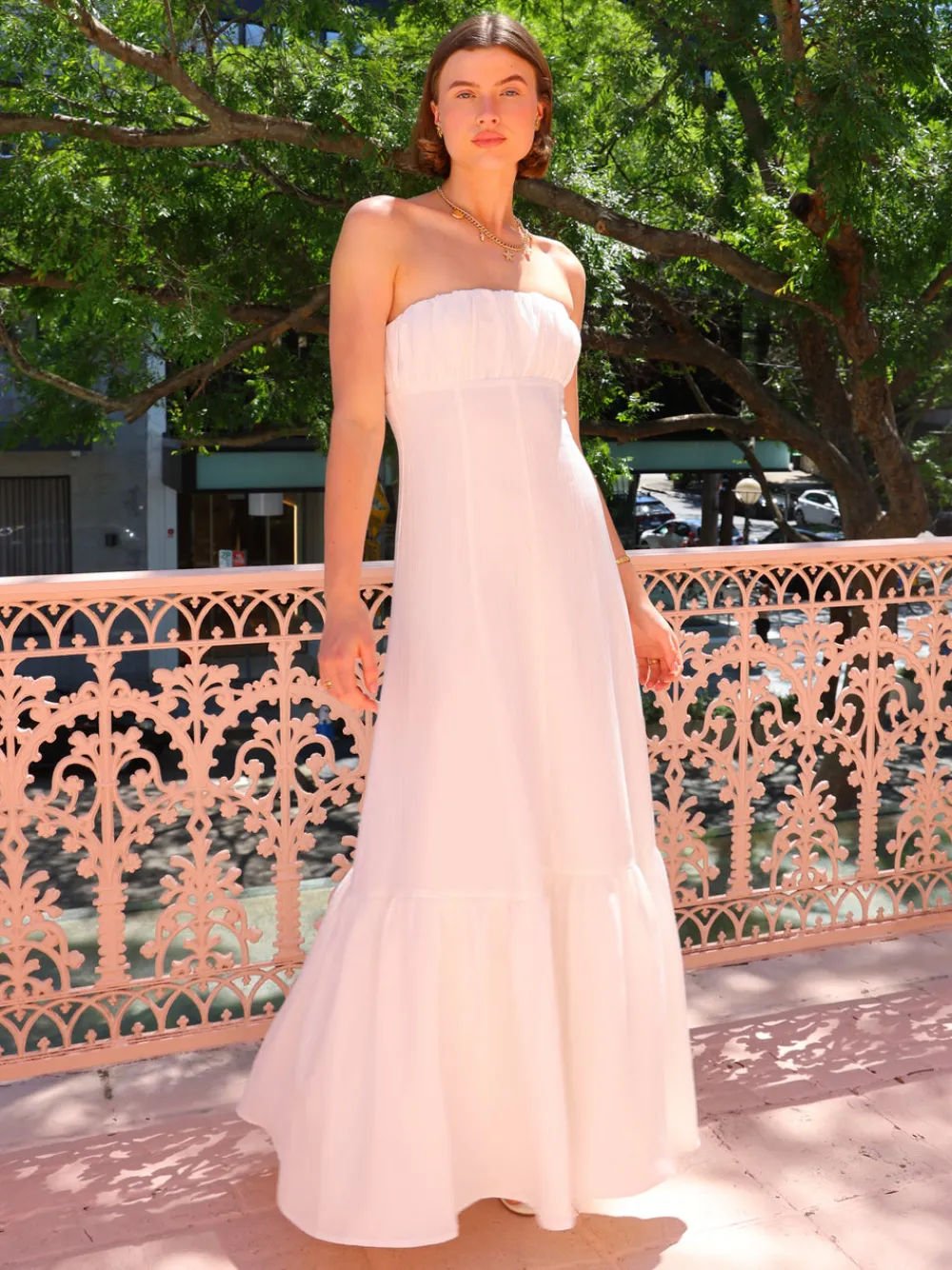 By Nicola Viva Strapless Maxi Dress in^ White Edit | Bump Friendly