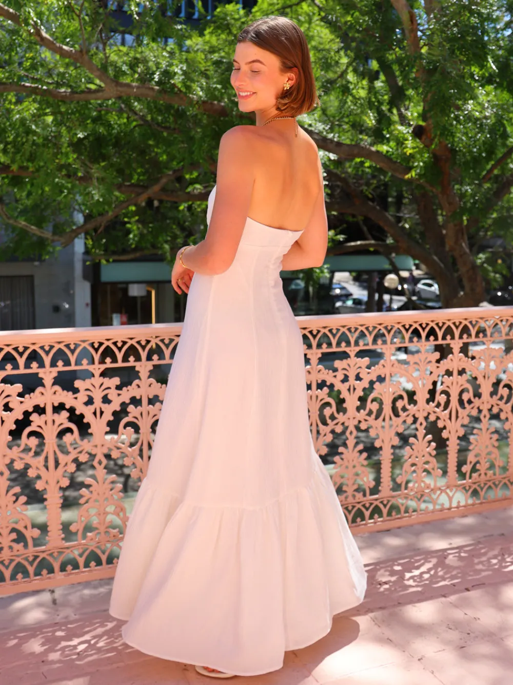 By Nicola Viva Strapless Maxi Dress in^ White Edit | Bump Friendly