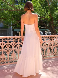 By Nicola Viva Strapless Maxi Dress in^ White Edit | Bump Friendly