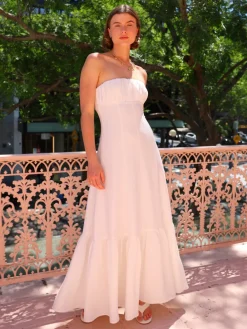 By Nicola Viva Strapless Maxi Dress in^ White Edit | Bump Friendly
