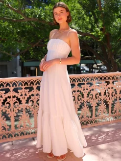 By Nicola Viva Strapless Maxi Dress in^ White Edit | Bump Friendly