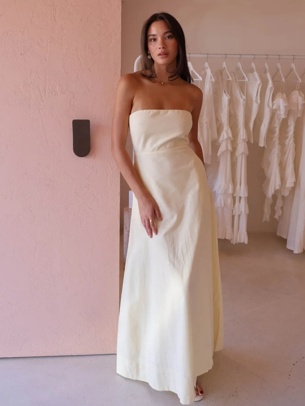 By Nicola Wavy Strapless Maxi Dress in^ Bridesmaid | Bride To Be