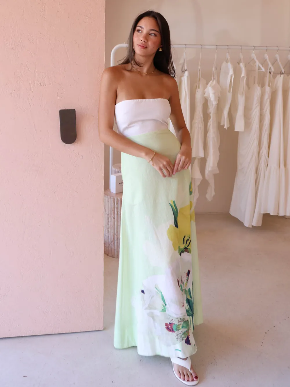 By Nicola Wavy Strapless Maxi Dress in^ Bump Friendly | Party