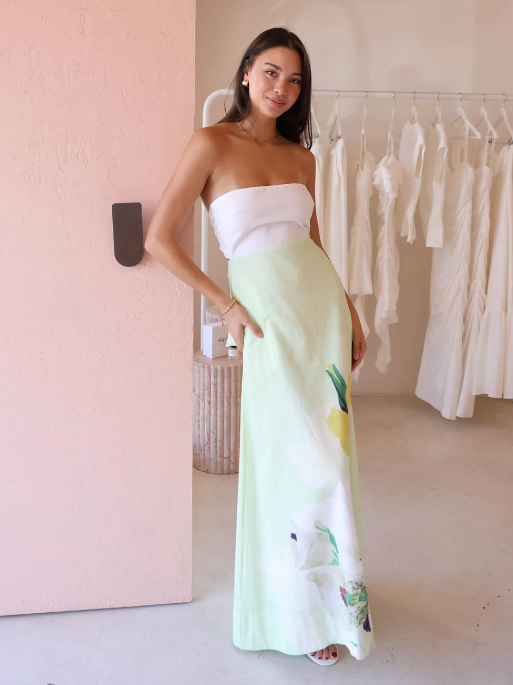 By Nicola Wavy Strapless Maxi Dress in^ Bump Friendly | Party