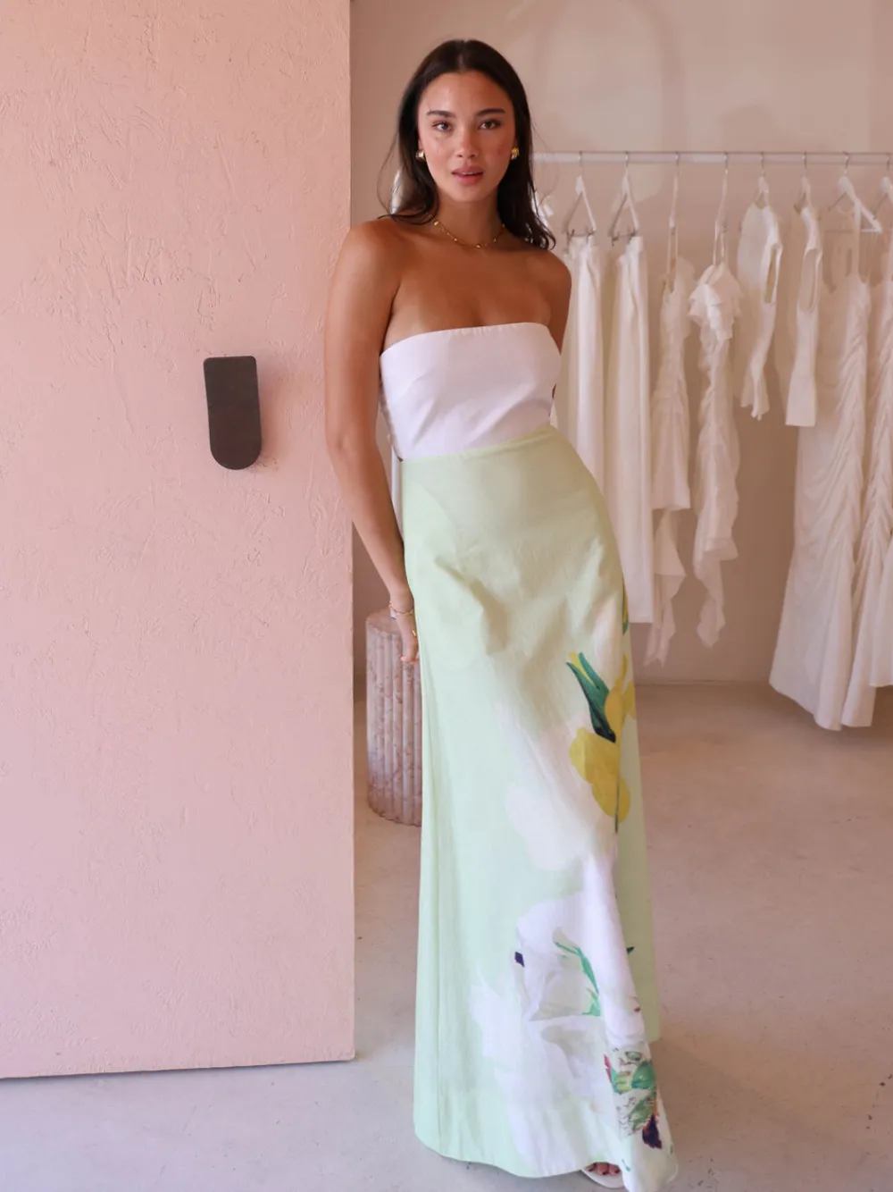By Nicola Wavy Strapless Maxi Dress in^ Bump Friendly | Party