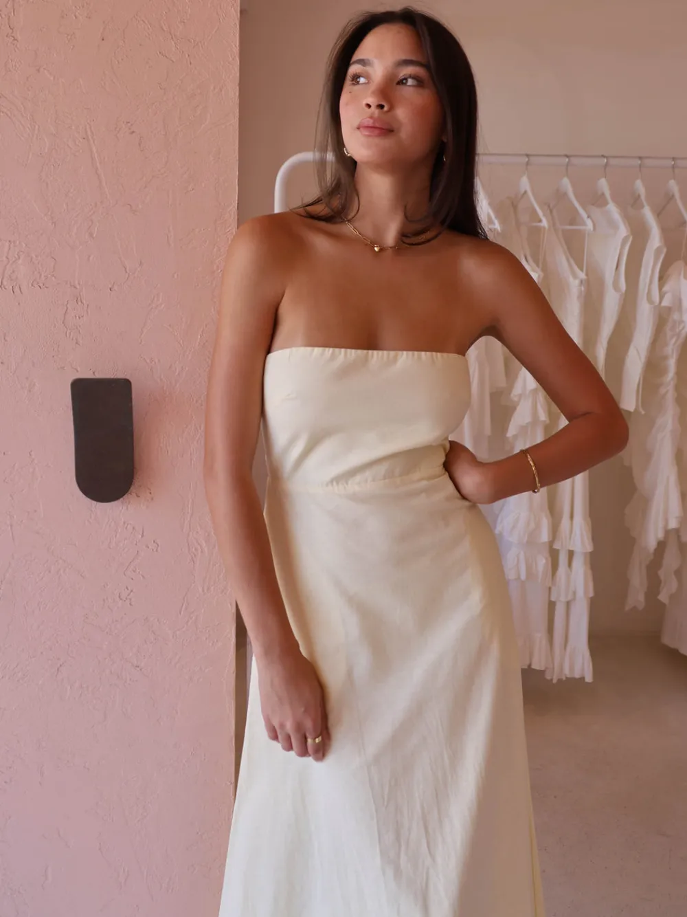 By Nicola Wavy Strapless Maxi Dress in^ Bridesmaid | Bride To Be