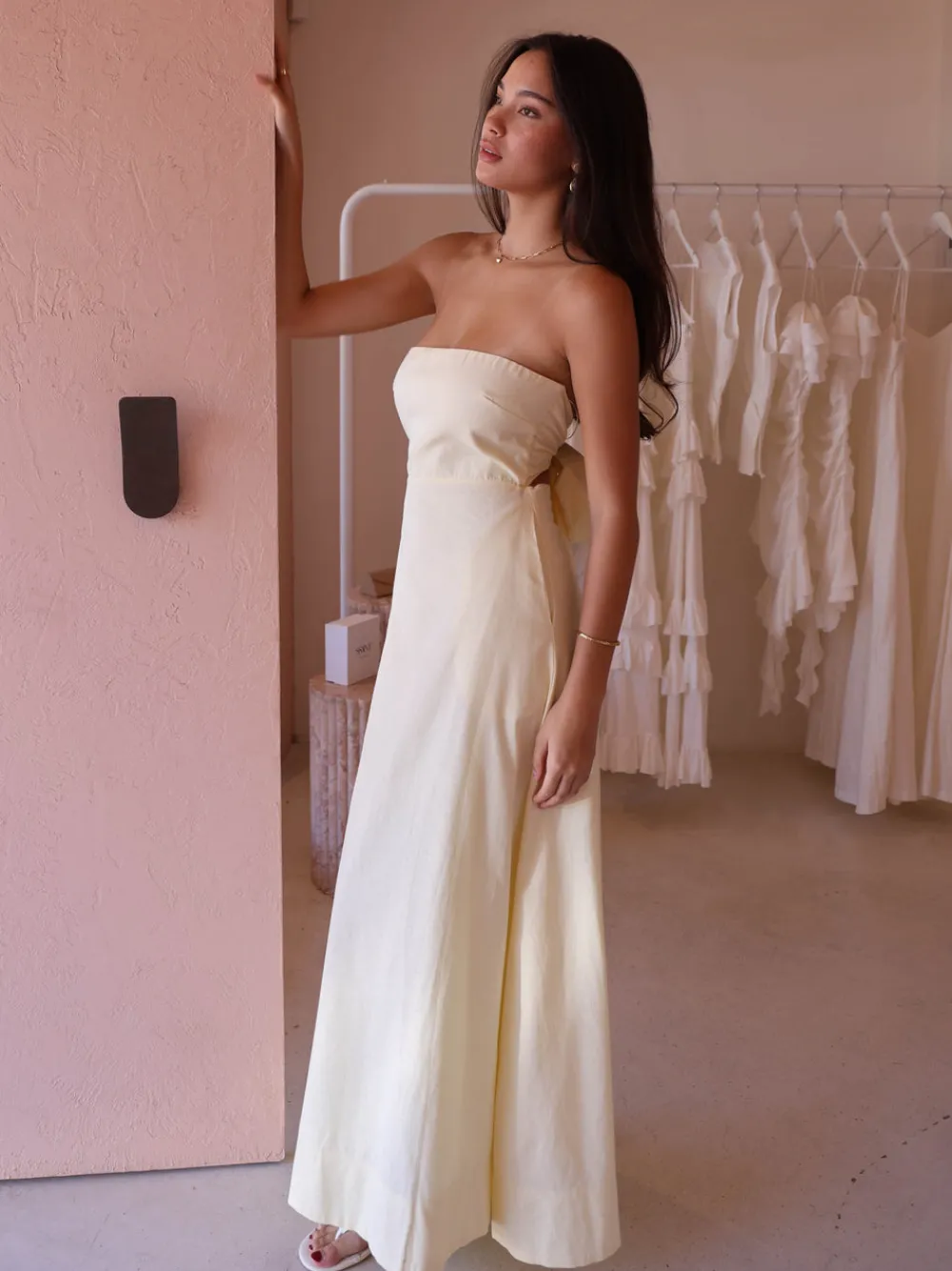 By Nicola Wavy Strapless Maxi Dress in^ Bridesmaid | Bride To Be