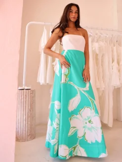 By Nicola Wavy Strapless Maxi Dress in^ Bump Friendly | Party