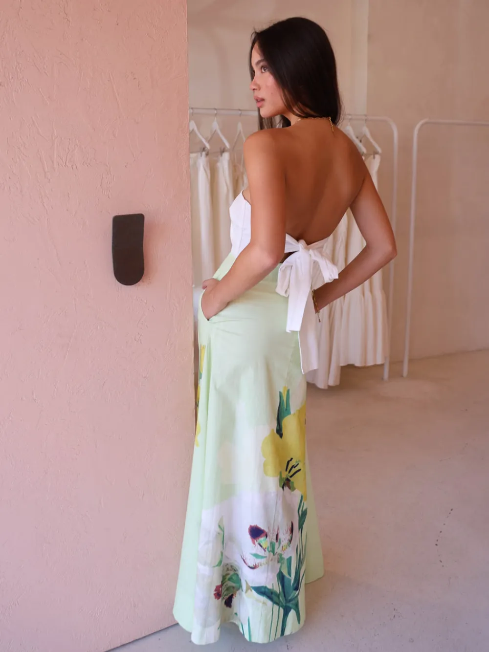 By Nicola Wavy Strapless Maxi Dress in^ Bump Friendly | Party