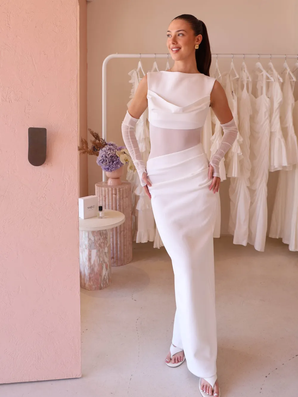 Tojha Irena Dress in^ White Edit | Bride To Be