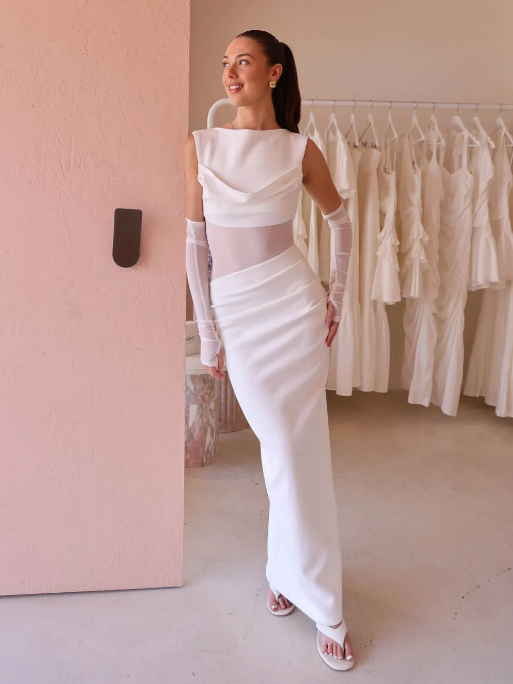 Tojha Irena Dress in^ White Edit | Bride To Be
